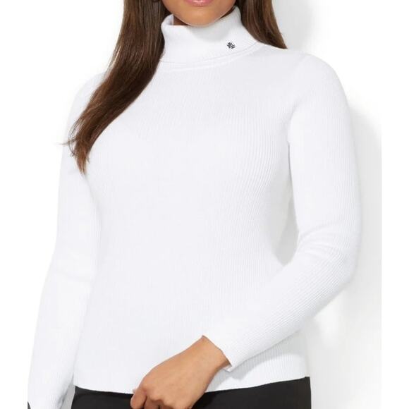 Ralph Lauren White Ribbed Turtleneck Sweater - 2XL - Picture 1 of 7